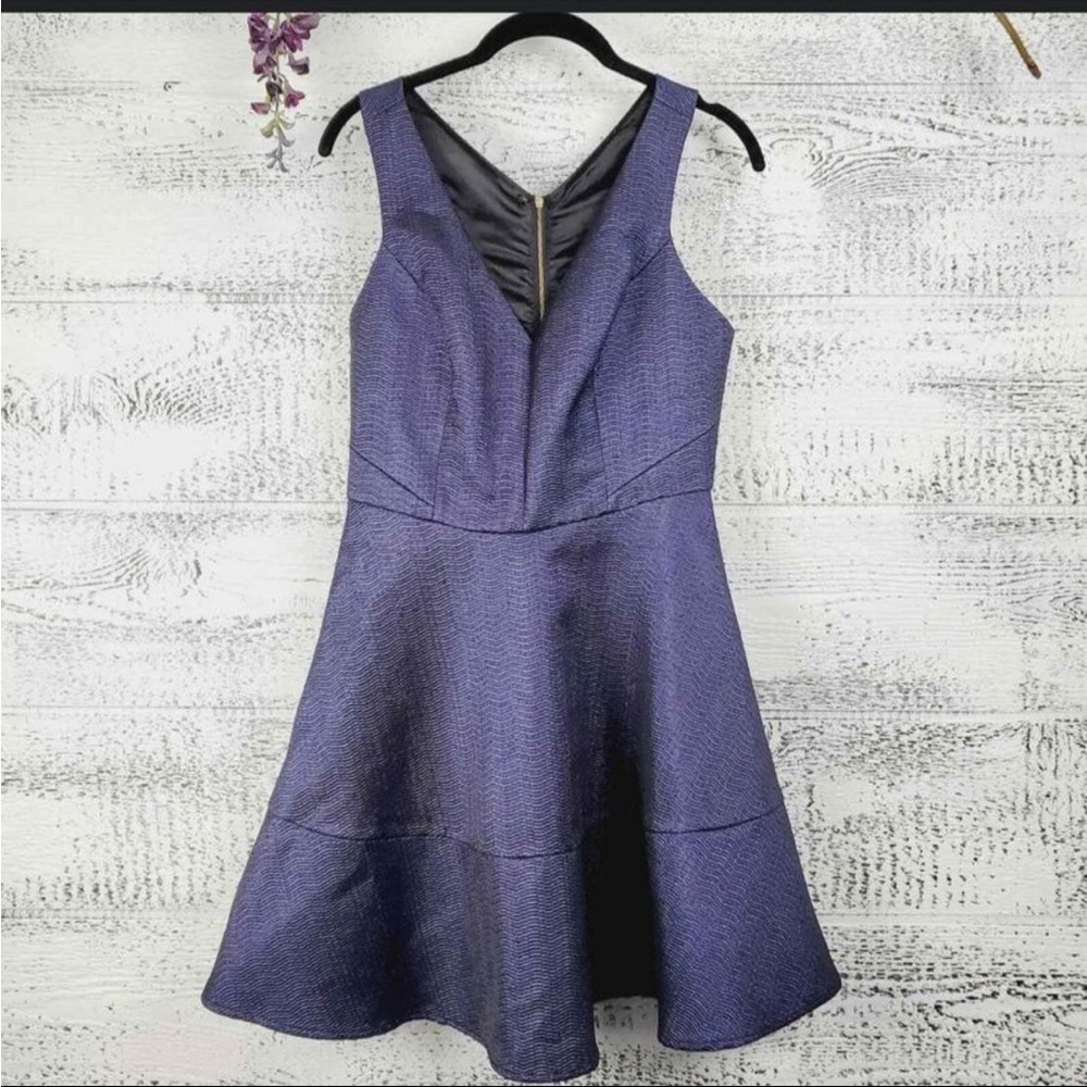 Express Shimmering Blue Halter style A line size 2 dress - Picture 2 of 7